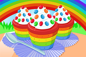 美味的彩虹纸杯蛋糕